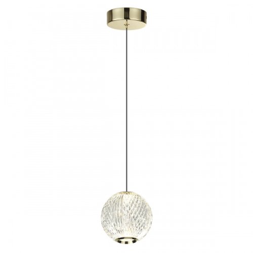 Светильник подвесной LED Crystal 5008/5LA Odeon Light прозрачный 1 лампа, основание золотое в стиле современный шар