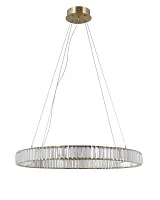 Люстра подвесная LED Asti V10731-PL Moderli прозрачная на 1 лампа, основание золотое в стиле классика модерн кольца
