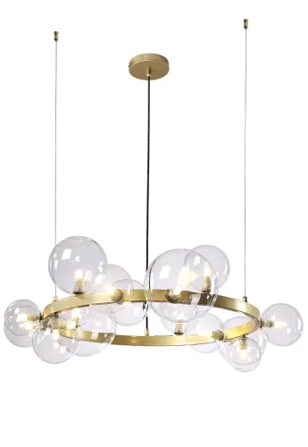 Люстра подвесная AGATA SP15 V2 GOLD/TRANSPARENTE Crystal Lux прозрачная на 15 ламп, основание золотое в стиле современный шар фото 2