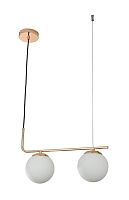 Люстра подвесная 1163/2S Escada белая на 2 лампы, основание золотое в стиле минимализм шар