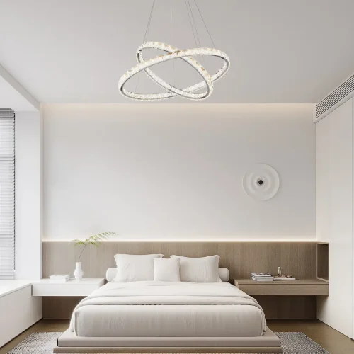 Люстра подвесная LED с пультом AM-Venezia 311311/D800-D600 NI Arte Milano прозрачная на 1 лампу, основание никель в стиле современный кольца с пультом фото 10