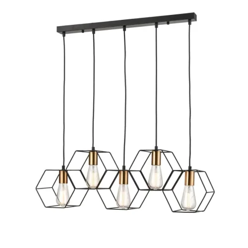 Светильник подвесной лофт Luca VL6232P05 Vele Luce чёрный на 5 ламп, основание чёрное в стиле лофт фото 3