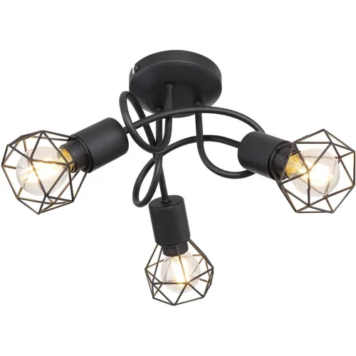 Светильник потолочный Xara I 54802S-3D Globo чёрный 3 лампы, основание чёрное в стиле лофт современный 