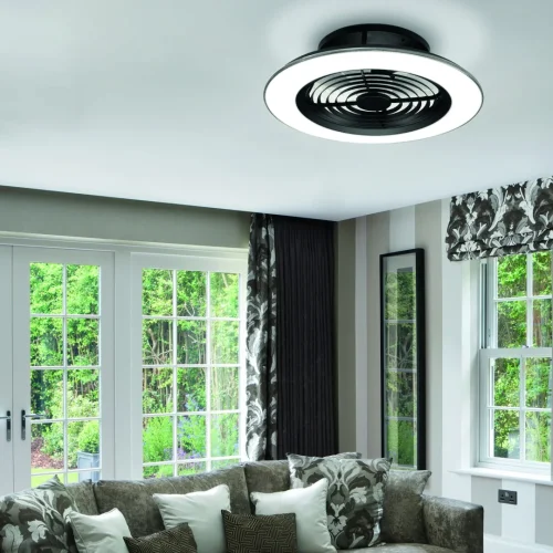 Люстра с вентилятором LED с пультом Alisio 7800 Mantra белая на 1 лампа, основание чёрное в стиле современный хай-тек с пультом фото 5
