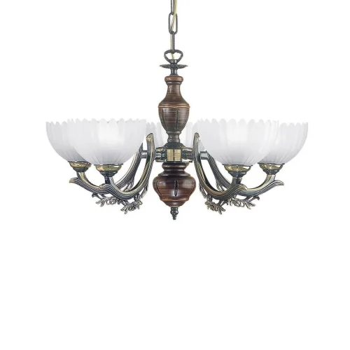 Люстра подвесная  L 2805/5 Reccagni Angelo белая на 5 ламп, основание бронзовое коричневое в стиле кантри классический 