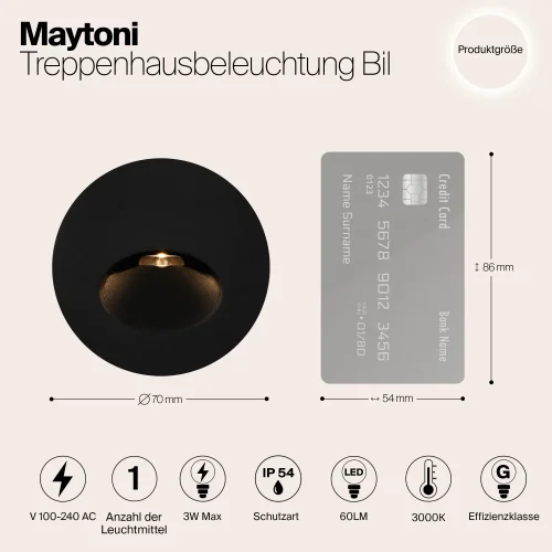 Подсветка для лестниц LED Bil O015SL-L3B3K Maytoni уличный IP54 чёрный на 1 лампу, плафон чёрный в стиле современный LED фото 10
