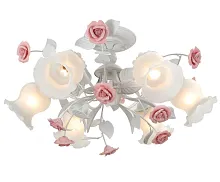 Люстра потолочная Fiori di rose 114.6 Lucia Tucci белая на 6 ламп, основание белое в стиле флористика прованс 