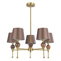 Люстра на штанге Eletra 8417/5 Lumion коричневая на 5 ламп, основание латунь в стиле классический 