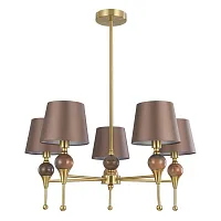 Люстра на штанге Eletra 8417/5 Lumion коричневая на 5 ламп, основание латунь в стиле классический Люстра на штанге Eletra 8417/5 Lumion коричневая на 5 ламп, основание латунь в стиле классический