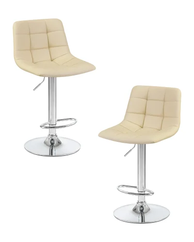 Стул барный набор 2 шт. SET-2 5017-LM TAILOR, цвет сиденья кремовый, цвет основания хром Dobrin, /экокожа, ножки/металл/хром, размеры - 920*1130***470*490 Стул барный набор 2 шт. SET-2 5017-LM TAILOR, цвет сиденья кремовый, цвет основания хром Dobrin, /экокожа, ножки/металл/хром, размеры - 920*1130***470*490