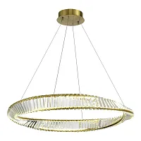 Люстра подвесная LED Ritorto SL6204.321.01 ST-Luce прозрачная на 1 лампа, основание латунь в стиле современный кольца