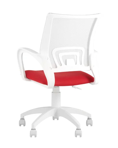 Кресло оператора Topchairs ST-BASIC-W красная ткань 26-22 крестовина белый пластик УТ000036062 Stool Group, красный/ткань, ножки/пластик/белый, размеры - ****635*605 фото 6
