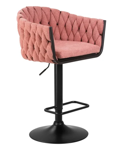 Стул барный 9690-LM LEON,  цвет сиденья розовый (LAR-275-10), цвет основания черный Dobrin, розовый/текстиль, ножки/металл/чёрный, размеры - 890*1100***550*490 фото 2
