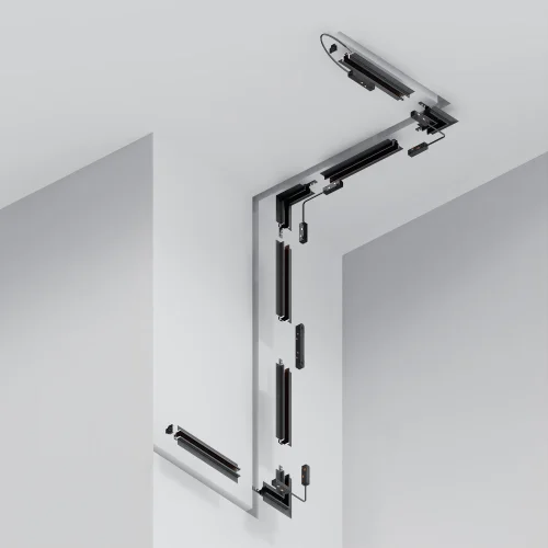 Шинопровод 2м низкопрофильный встраиваемый Magnetic track system Exility TRXM034-422B Maytoni чёрный в стиле хай-тек современный для светильников серии Magnetic track system Exility встраиваемый шинопровод exility тонкая магнитная фото 6
