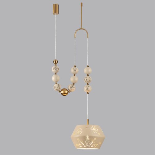 Светильник подвесной Karelia 5444/1C Odeon Light бежевый на 1 лампу, основание латунь в стиле арт-деко современный эклектика восточный фото 5 Светильник подвесной Karelia 5444/1C Odeon Light бежевый на 1 лампу, основание латунь в стиле арт-деко современный эклектика восточный фото 5