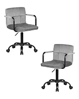 Офисное кресло набор 2 шт. SET-2 9400_BlackBase-LM TERRY BLACK, цвет сиденья серый велюр (MJ9-75), цвет основания черный Dobrin, /велюр, ножки/металл/чёрный, размеры - 810*950***580*580 Офисное кресло набор 2 шт. SET-2 9400_BlackBase-LM TERRY BLACK, цвет сиденья серый велюр (MJ9-75), цвет основания черный Dobrin, /велюр, ножки/металл/чёрный, размеры - 810*950***580*580