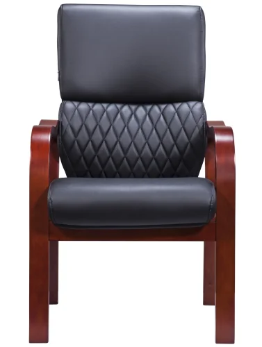 Стул руководителя President Wood CF Экокожа Черный EP 101 W PU Black Cf Everprof, чёрный/экокожа, ножки//, размеры - 1055*1055***625* фото 3