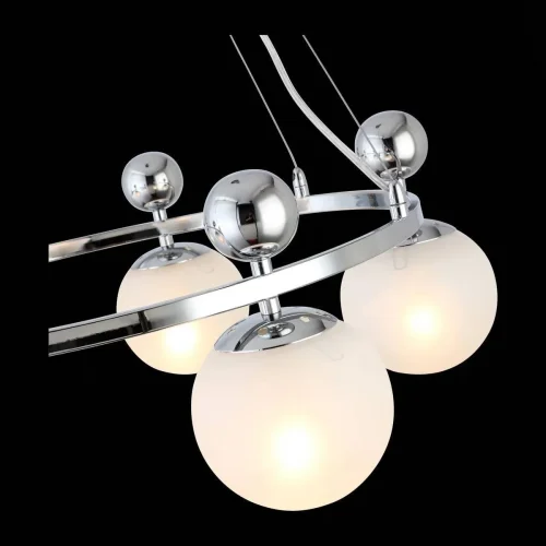 Люстра подвесная Pechio SLE106103-05 Evoluce белая на 5 ламп, основание хром в стиле современный шар фото 2