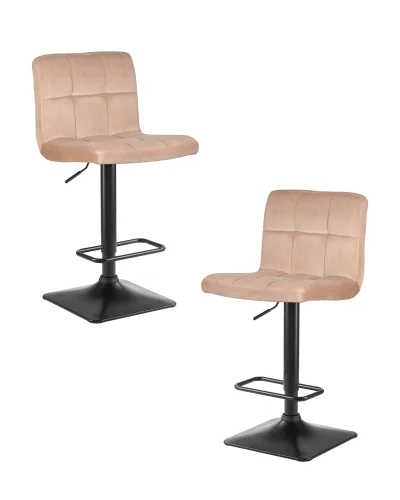Стул барный набор 2 шт. SET-2 5018-LM DOMINIC, цвет сиденья мокко велюр (MJ9-9), цвет основания черный Dobrin, /велюр, ножки/металл/чёрный, размеры - 940*1150***420*520