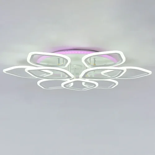 Люстра потолочная LED RGB с пультом Ромби Смарт CL236A190E Citilux белая на 1 лампа, основание белое в стиле хай-тек модерн с пультом фото 2