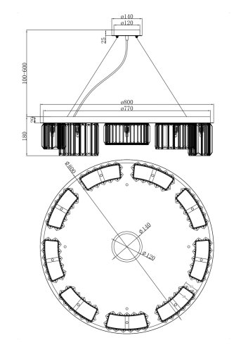 Люстра подвесная Colline MOD083PL-09CH Maytoni прозрачная на 9 ламп, основание хром в стиле современный фото 2