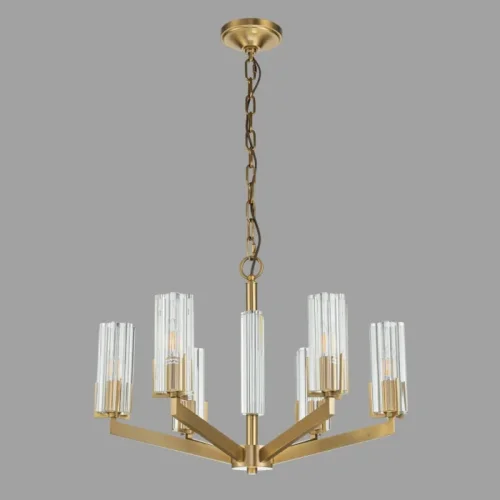 Люстра подвесная Malone 6035-6 BR CL Belfast прозрачная на 6 ламп, основание латунь в стиле современный фото 3