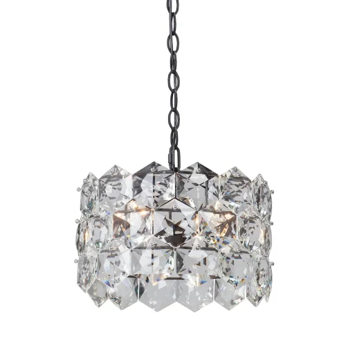 Люстра подвесная V5287-1/6 Vitaluce прозрачная на 6 ламп, основание чёрное в стиле современный классический 