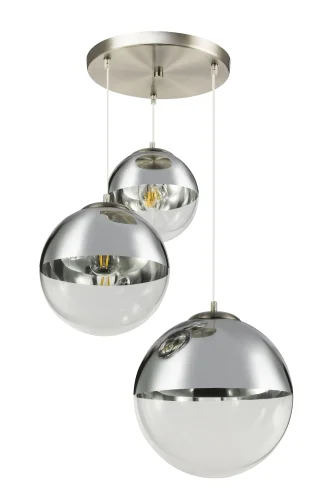 Светильник подвесной Varus 15851-3 Globo хром 3 лампы, основание матовое никель в стиле современный каскад шар фото 2