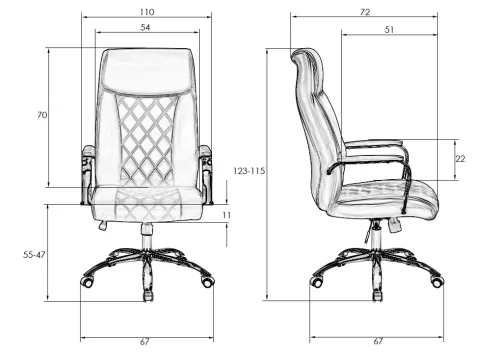 Офисное кресло для руководителей 110B-LMR HARRY, цвет бежевый Dobrin, бежевый/экокожа, ножки/металл/хром, размеры - 1150*1230***670*720 фото 11
