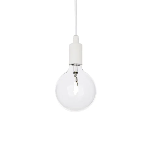 Светильник подвесной лофт EDISON SP1 BIANCO Ideal Lux без плафона на 1 лампу, основание белое в стиле современный 