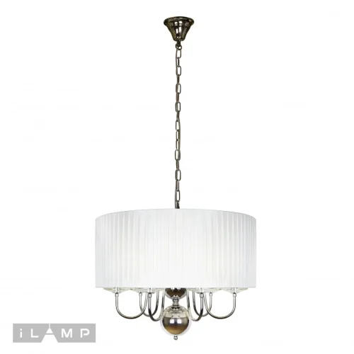 Люстра подвесная Lucia P5784-6 CR iLamp белая на 6 ламп, основание хром в стиле американский современный 