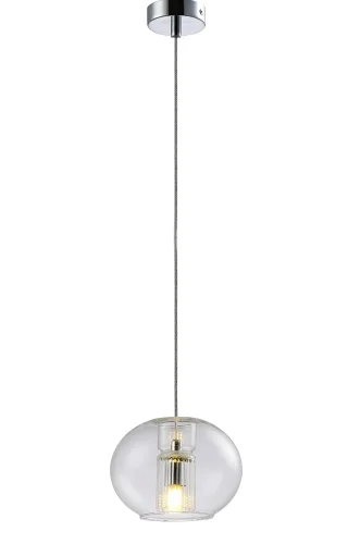 Светильник подвесной BELEZA SP1 E CHROME Crystal Lux прозрачный на 1 лампу, основание хром в стиле лофт шар фото 2