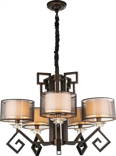 Люстра подвесная 69008-5H Globo прозрачная бежевая на 5 ламп, основание коричневое в стиле современный 