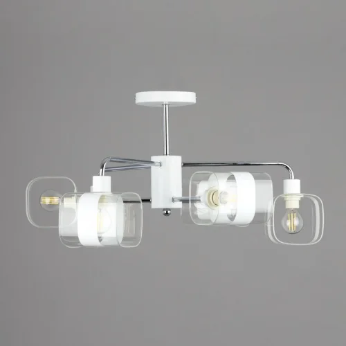 Люстра потолочная Бертон CL140160 Citilux белая прозрачная на 6 ламп, основание белое в стиле современный  фото 2