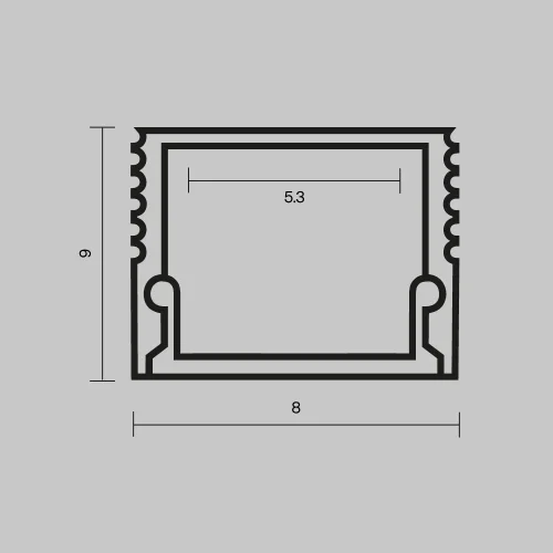 Алюминиевый профиль накладной 8x9 (Черный, 2 м), ALM-0809-B-2M 631002 Maytoni цвет LED K, световой поток Lm фото 4