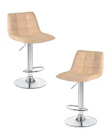 Стул барный набор 2 шт. SET-2 5017-LM TAILOR, цвет сиденья бежевый (MJ9-10), цвет основания хром Dobrin, /велюр, ножки/металл/хром, размеры - 920*1130***470*490