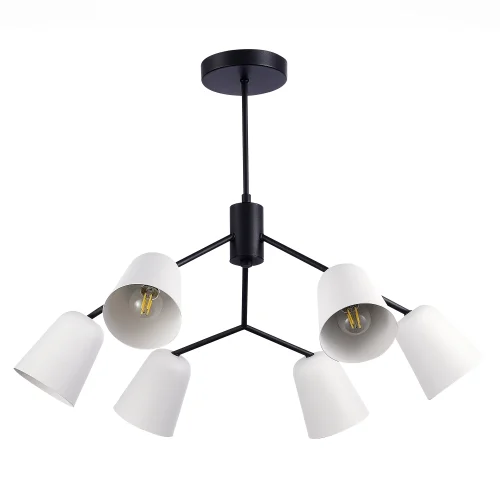 Люстра потолочная Mario SLE155942-06 Evoluce белая на 6 ламп, основание чёрное в стиле современный  фото 2