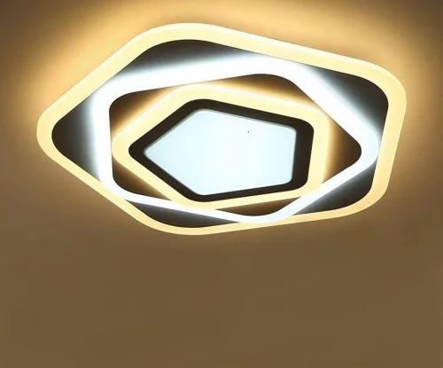 Люстра с пультом LED Monteluro OML-05407-120 Omnilux белая на 1 лампу, основание белое в стиле хай-тек с пультом фото 2