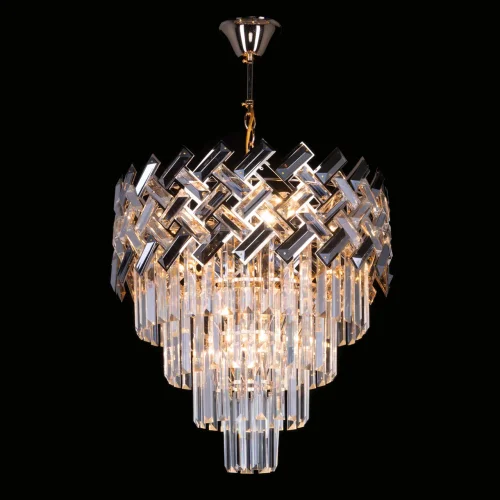 Люстра подвесная Бриз 111016206 DeMarkt прозрачная на 6 ламп, основание золотое в стиле классический  фото 2