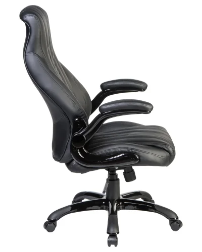 Офисное кресло для руководителей 112B-LMR WARREN, цвет чёрный Dobrin, чёрный/экокожа, ножки/металл/чёрный, размеры - 1140*1210***720*810 фото 3