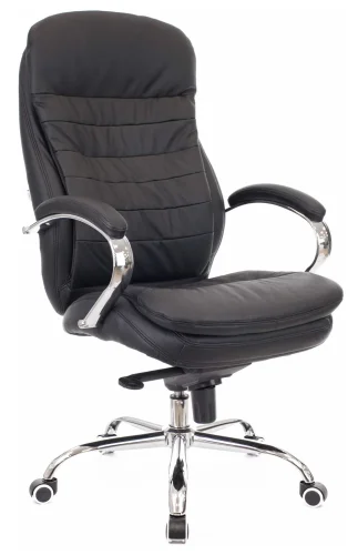 Кресло руководителя Valencia M Кожаное Черный EC-330 Leather Black Everprof, чёрный/кожа, ножки//, размеры - 1200*1260***660*