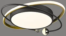 Светильник потолочный LED с пультом 435-347-03 Velante чёрный белый 1 лампа, основание чёрное в стиле современный хай-тек с пультом кольца