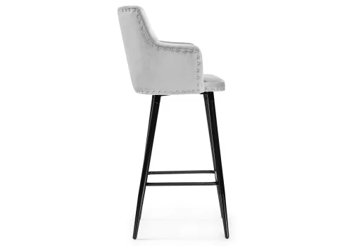 Барный стул Ofir light gray 15045 Woodville, серый/велюр, ножки/металл/чёрный, размеры - ****500*370 фото 3