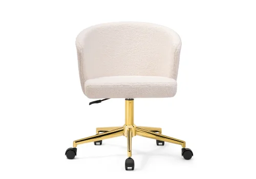 Компьютерное кресло Lika white teddy 15528 Woodville, белый/букле, ножки/металл/золотой, размеры - *880***580*540 фото 2