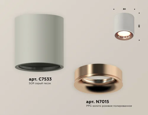 Светильник накладной Techno spot XS7533025 Ambrella light серый 1 лампа, основание серое в стиле хай-тек современный круглый фото 2