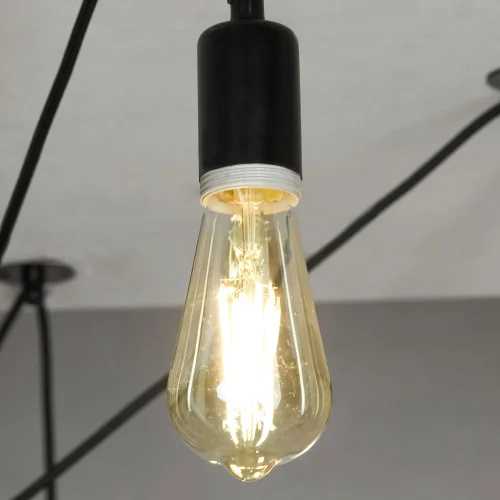 Светильник подвесной лофт Shirley GRLSP-8172 Lussole без плафона 6 ламп, основание чёрное в стиле лофт паук фото 7