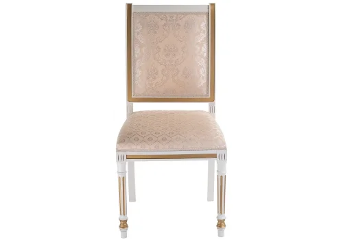 Деревянный стул Рембрандт молочный с золотой патиной 406093 Woodville, бежевый/ткань, ножки/массив бука/молочный, размеры - ****470*530 фото 2