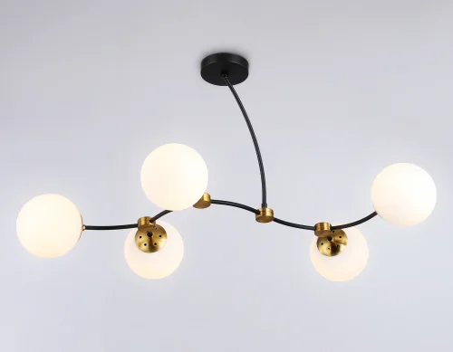 Люстра потолочная TR2548 Ambrella light белая на 5 ламп, основание чёрное в стиле современный  фото 4