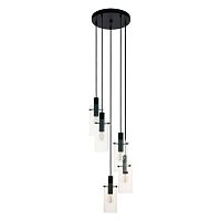 Светильник подвесной Montefino 97368 Eglo прозрачный 5 ламп, основание чёрное в стиле модерн 