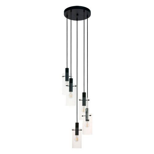 Светильник подвесной Montefino 97368 Eglo прозрачный 5 ламп, основание чёрное в стиле современный 
